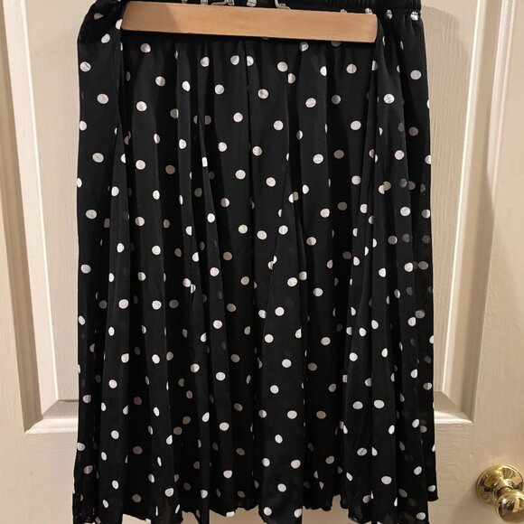 New Directions Elastic Waist Black/White Polka Dot Skirt ~ Large - Picture 1 of 2